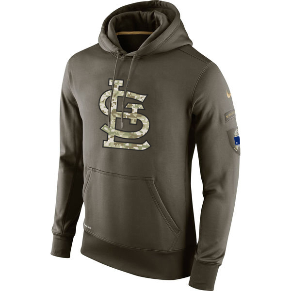 MLB Men St.Louis Cardinals Nike Olive Salute To Service KO Performance Hoodie Green